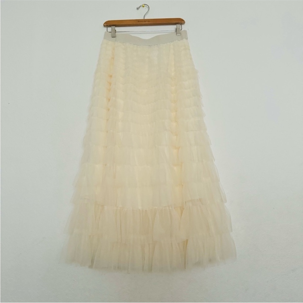 STUDIO WEST Cream/Ivory Lined Tulle Skirt Size X-Large